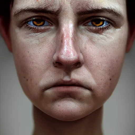 Image similar to high quality high detail portrait by juan francisco casas, hd, unsettling look in the eyes, photorealistic lighting