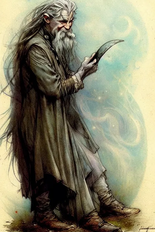 Prompt: (((((1950s lord of the rings fairy tale wizard . muted colors.))))) by Jean-Baptiste Monge !!!!!!!!!!!!!!!!!!!!!!!!!!!