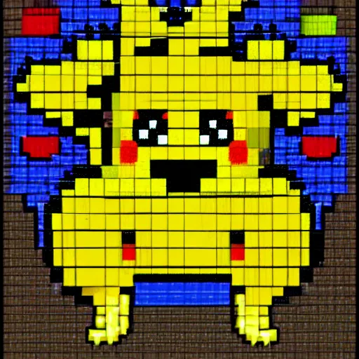 Image similar to pixel art of pikachu the god in the style of Paul Robertson