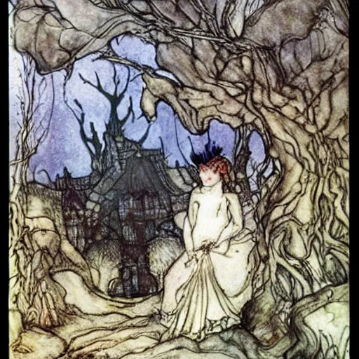 Prompt: painting in style of Arthur Rackham