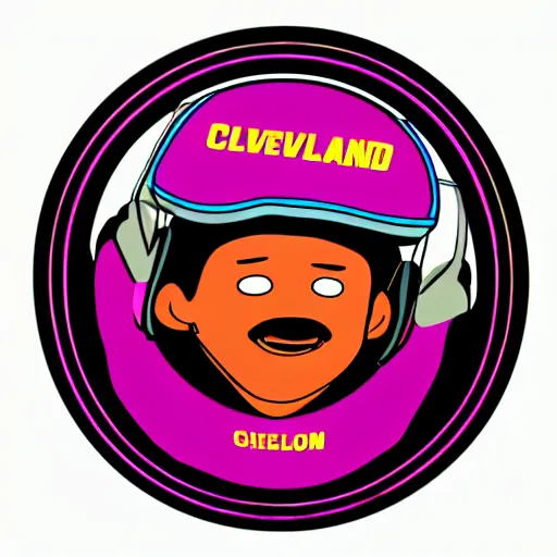 Image similar to svg sticker of a Dancing-Cleveland Brown, at a rave, spinning records, giant headphones rocking out, wearing headphones, huge speakers, dancing, rave, DJ, spinning records, digital art, amazing composition, rule-of-thirds, award-winning, trending on artstation, featured on deviantart