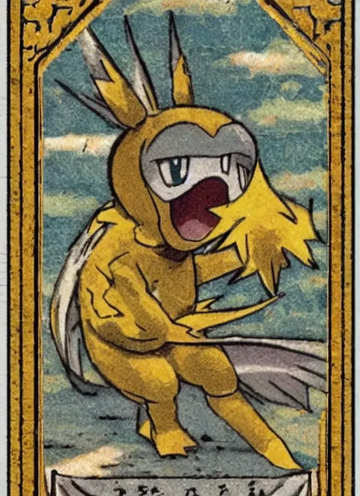 Image similar to a pokemon card from the 1 1 th century