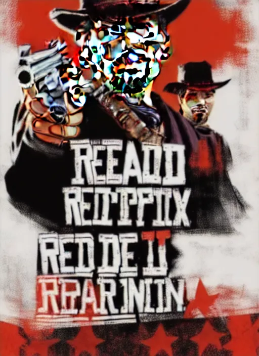 Prompt: johnny depp on red dead redemption 2 game poster,