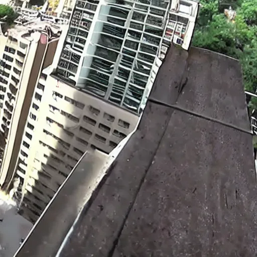 Image similar to parkour fail, falling from high building pov