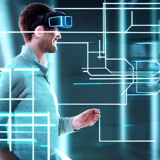 Prompt: a person running through a future city wearing an augmented reality headset with virtual screens showng vital signs and health information 8k unreal