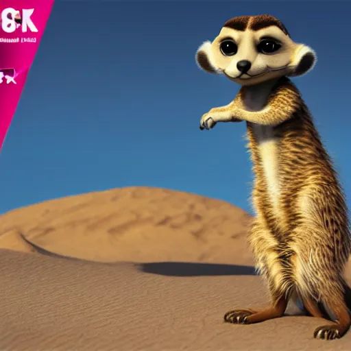 Prompt: curly haired girl with a body of a meerkat, in the style of pixar, 3 d, detailed, beautiful, amazing, 8 k, unreal engine 5,