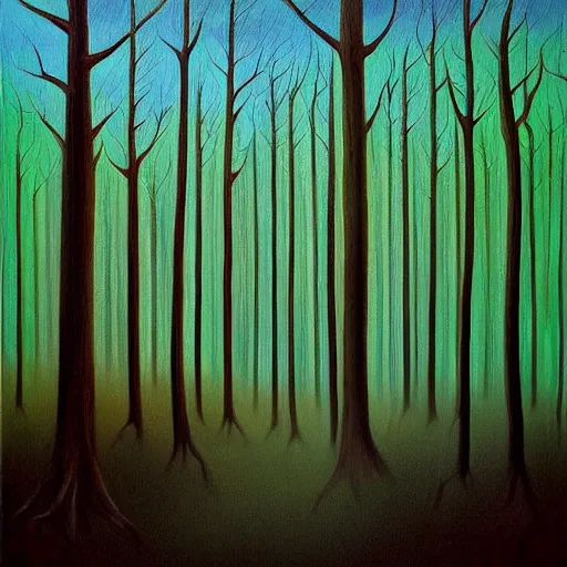 Image similar to surreal painting from a forest