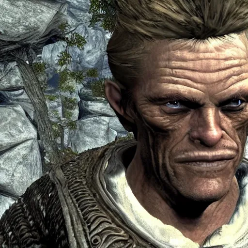 Prompt: willem dafoe in skyrim conjures