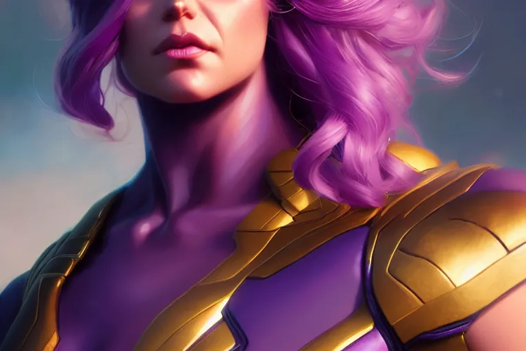 Image similar to female thanos, by charlie bowater, artgerm, ilya kuvshinov, krenz cushart, ruan jia, realism, ultra detailed, 8 k resolution