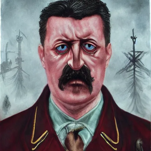 Image similar to igor ivanovich strelkov became bloody ugly worm, photo - realistic, color image, 2 k, highly detailed, bodyhorror, occult art