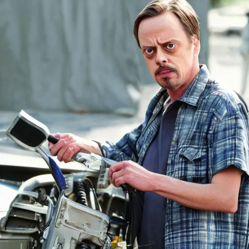 Image similar to Steve Buscemi playing Jesse Pinkman in Breaking-Bad