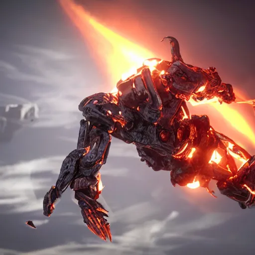 Prompt: the titan prometheus midair with the fire in one hand the other hand streched to prevent a collission. concept art octane render hyperrealistic unreal engine