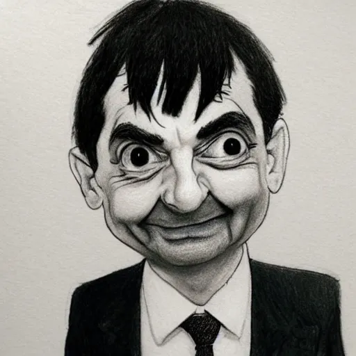 Prompt: mr bean drawn by a five year old, pencil