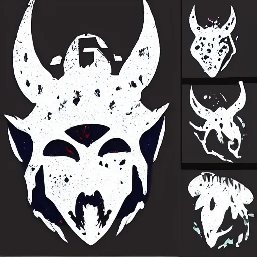 Image similar to die cut sticker, princess mononoke mask, splatter paint