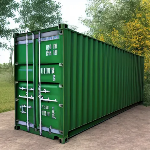 Prompt: rusty green shipping container,