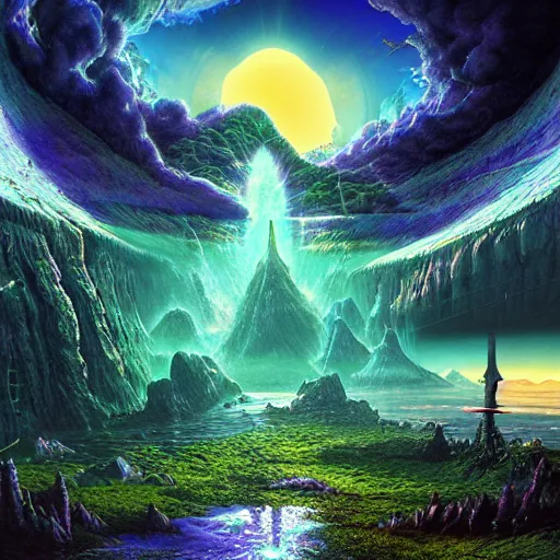 Prompt: glitchcore wetcore fantasycore sciencecore earthcore seacore, beautiful stunning gorgeous matte painting