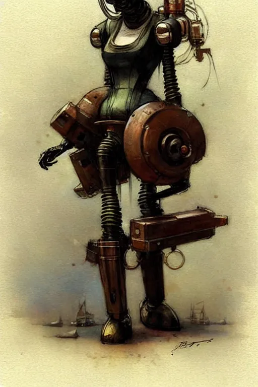 Image similar to (((((2050s art deco servant android robot pirate wench art . muted colors.))))) by Jean-Baptiste Monge !!!!!!!!!!!!!!!!!!!!!!!!!!!