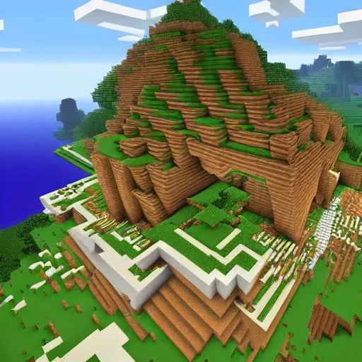 Image similar to an epic minecraft world, but for real,