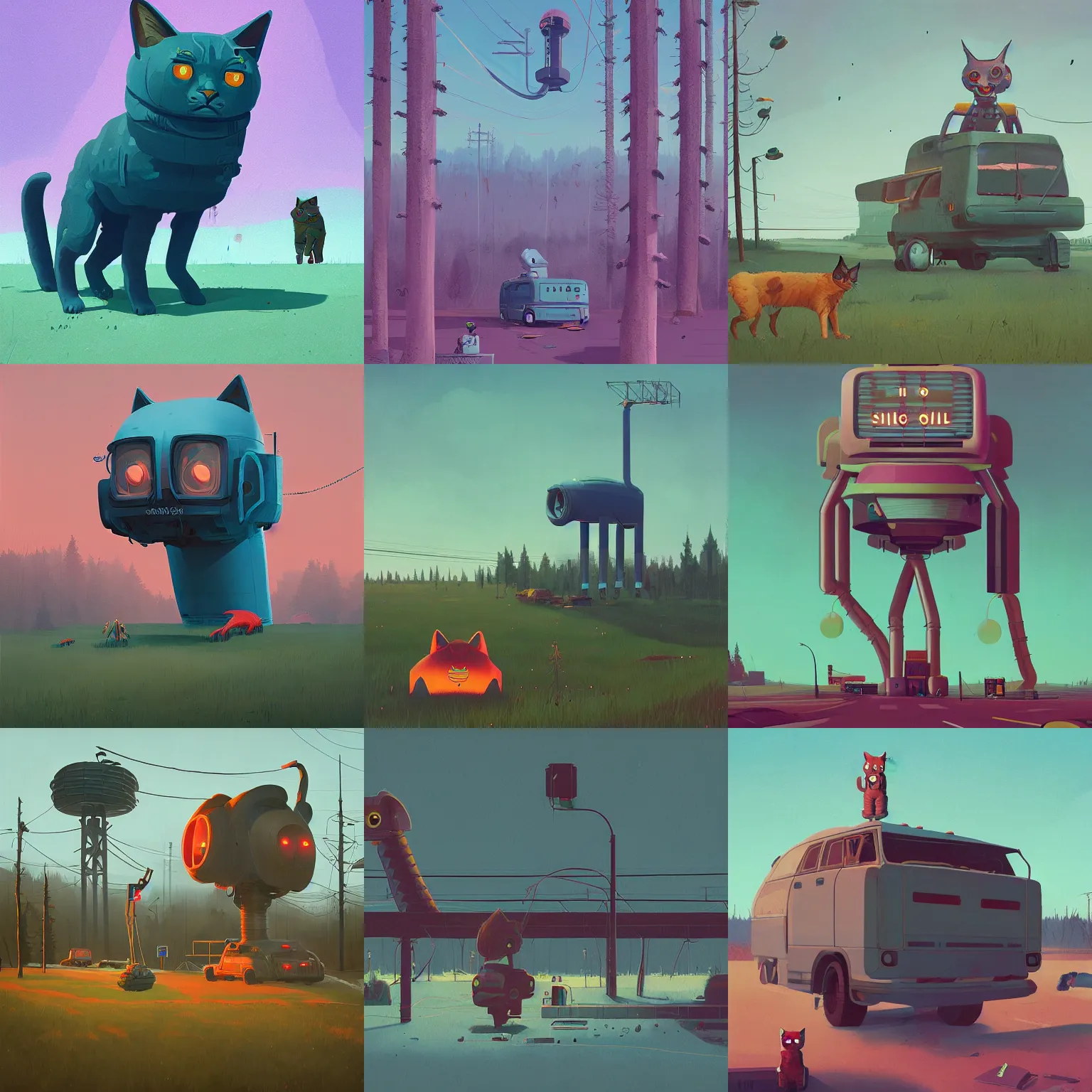 Prompt: simon by cute cat stalenhag