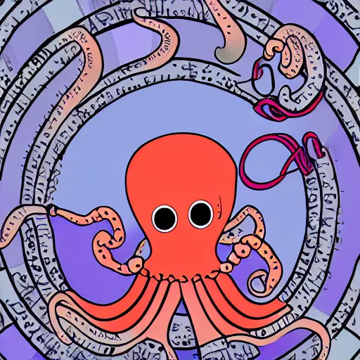 Prompt: digital art of octopus dj