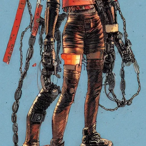 Prompt: android, killer - girl, full body, close - up, 1 / 6 katsuya terada, style of cyberpunk, night, city,