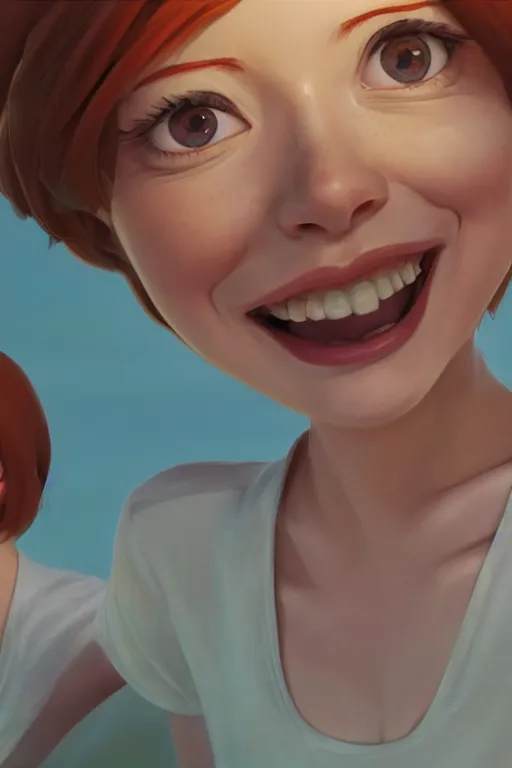 Image similar to emma stone smiling to see many big italian sausages by concept artist gervasio canda, behance hd by jesper ejsing, by rhads, makoto shinkai and lois van baarle, ilya kuvshinov, rossdraws global illumination radiating a glowing aura global illumination ray tracing hdr render in unreal engine 5