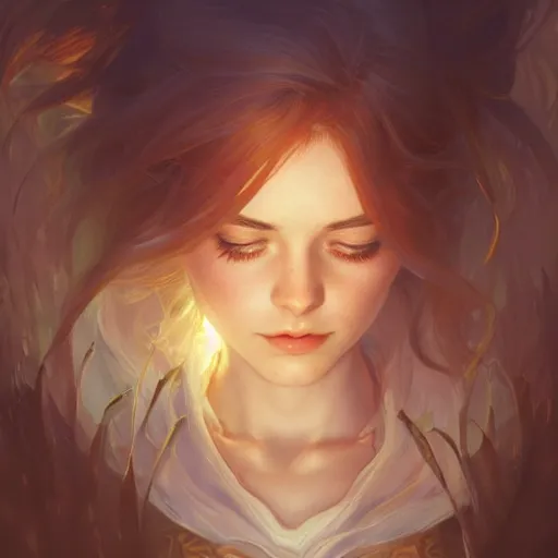 Prompt: Emma, child of light, highly detailed, digital painting, artstation, concept art, smooth, sharp focus, illustration, Unreal Engine 5, 8K, art by artgerm and greg rutkowski and alphonse mucha