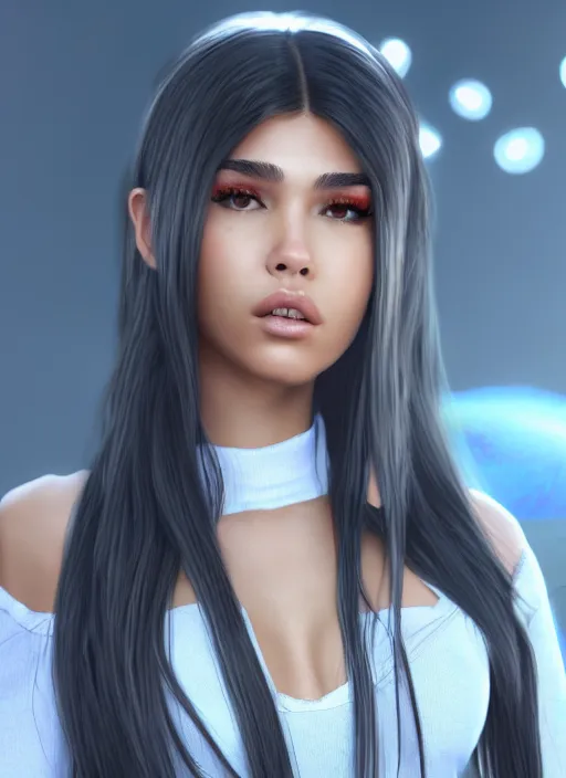 Image similar to Madison Beer as a video game character, digital art, unreal engine, unreal engine render, blender render, render, 4k, coherent