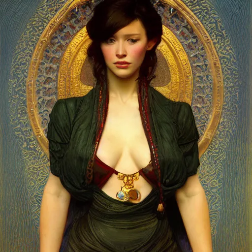 Image similar to modern woman | hyperrealistic | action pose | digital painting | trending on artstation | pinup portrait | clean | illustration | dressed | Unreal Engine 5 | 8k resolution | by Greg Rutkowski Alphonse Mucha Gustav Klimt and Mel Ramos