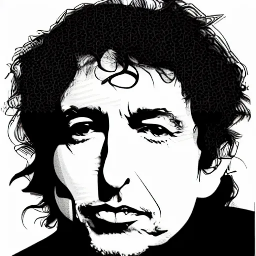 Image similar to contemporary graphic design portrait of bob dylan by paul rand