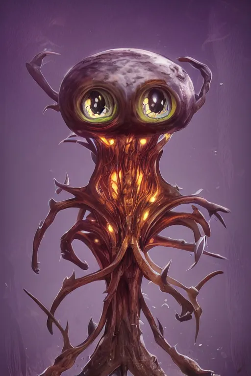 Prompt: a humanoid figure mushroom monster with large amber eyes, highly detailed, digital art, sharp focus, trending on art station, plant, anime art style