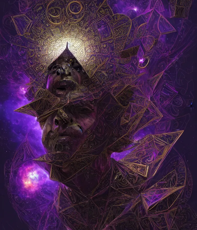 Image similar to front!!! shot of a court jester!!! character, mesmerizing fractal hypercubes, dark holography!!!, future, metallic nebula, crystalline edges, polygonal, elegant, highly detailed, centered, (((artstation, concept art, jagged, sharp focus, artgerm, Tomasz Alen Kopera, Peter Mohrbacher, donato giancola, Joseph Christian Leyendecker, WLOP, Boris Vallejo))), ((raytracing)), mugshot!!!!!, ugly!!!!!!, octane render, nvidia raytracing demo, octane render, nvidia raytracing demo, octane render, nvidia raytracing demo, 8K