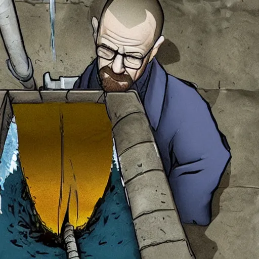 Image similar to Walter white halfway in a sewer