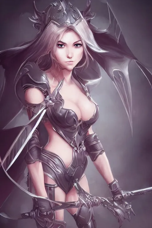 Prompt: female fantasy warrior in the style of Artgerm, WLOP, Rossdraws, trending on artstation