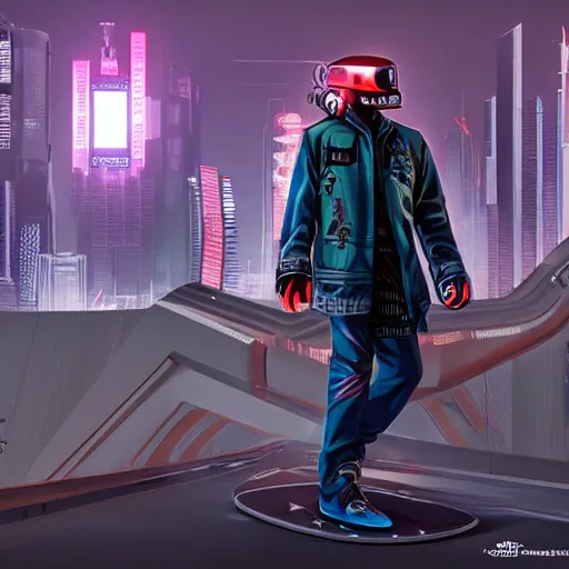 Image similar to cyberpunk tony hawk as the leader of a futuristic communist nation, cybernetics, sharp lines, digital, artstation, colored in