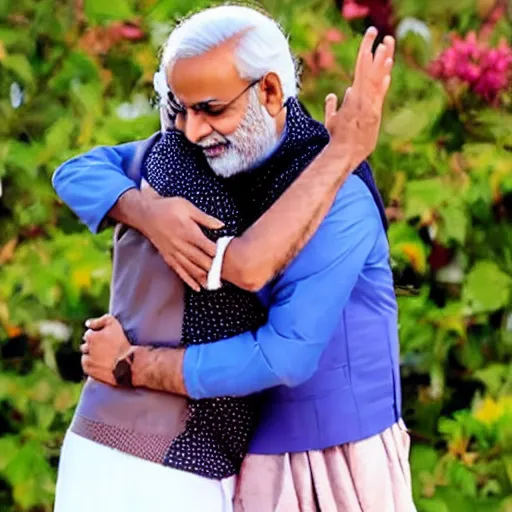 Image similar to nerendra modi hugging Rahul Gandhi