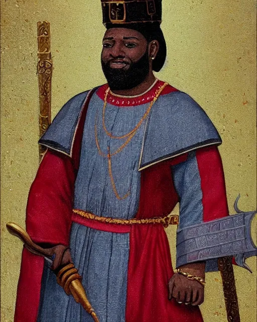 Prompt: HD medieval portrait painting of T-Pain as a medieval Moroccan sultan.