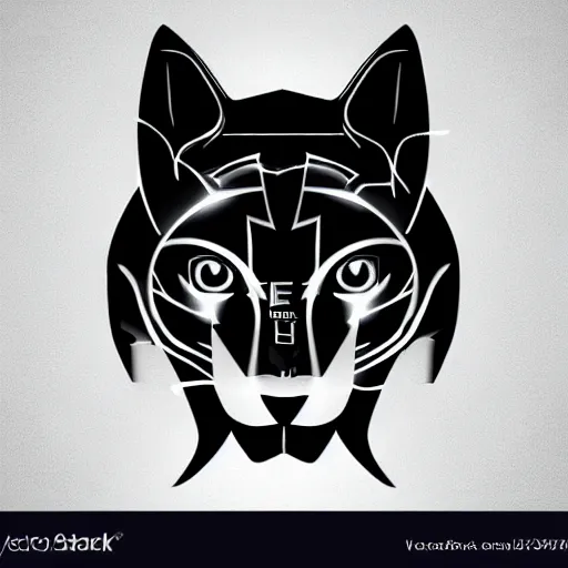 Prompt: futuristic minimalistic stylised logo of a lynx head, symmetrical, white with black background, elite dangerous, cyberpunk, smooth vector image