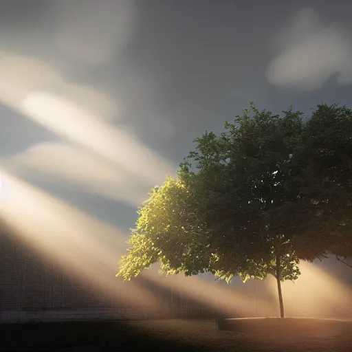 Prompt: Sunlight piercing through clouds, octane render, volumetric lighting, 4K