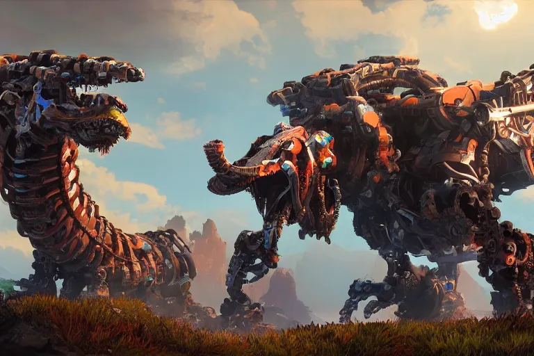 Image similar to burrower machine mecanical creature robot of horizon forbidden west horizon zero dawn bioluminiscence,, global illumination ray tracing hdr fanart arstation by sung choi and eric pfeiffer and gabriel garza and casper konefal