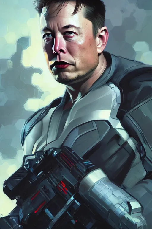 Prompt: elon musk as punisher, portrait, highly detailed, digital painting, artstation, concept art, smooth, sharp focus, illustration, cinematic lighting, art by artgerm and greg rutkowski and alphonse mucha