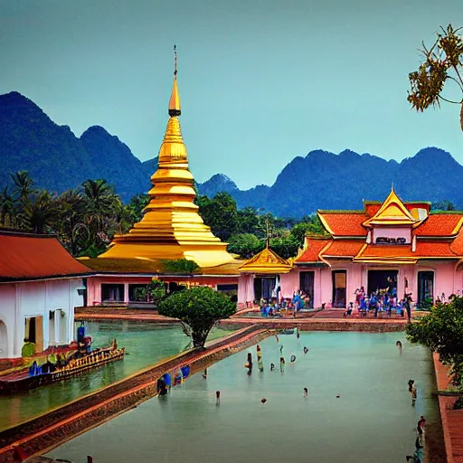 Prompt: luang prabang in the style of James gurney