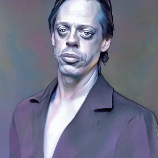 Prompt: steve buscemi painted by boris vallejo