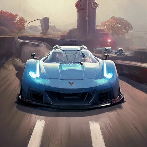 Image similar to 🏎️🐈 ,Greg rutkowski, Trending artstation, cinematográfica, digital Art