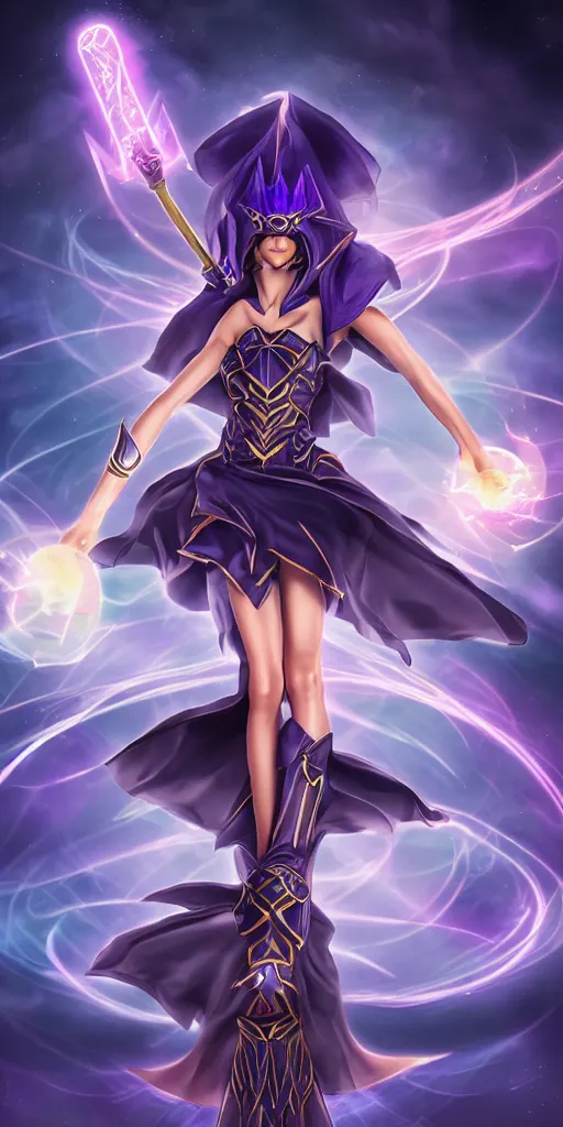 Image similar to beautiful dark magician girl, full body, mystical, ultra detailed, 4k