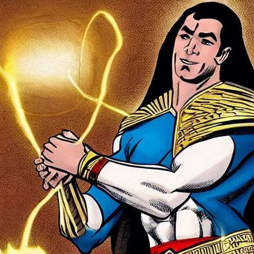 Prompt: shazam wearing an ancient egyptian costume