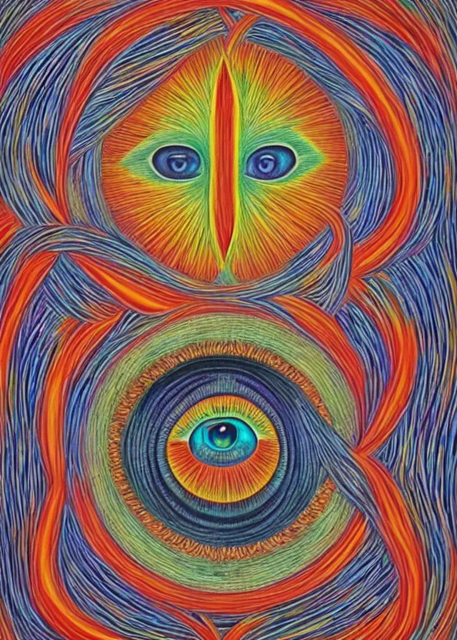 Prompt: all seeing eye painted by alex grey