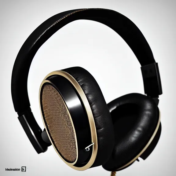 Image similar to masterpiece photo vignetted beautiful hand crafted artistic hyperrealistic clear headphones, flat metal hinges, bismuth metal, electronics see through, plush leather pad, modernist headphones, bismuth beautiful well designed, hyperrealistic, audiophile, intricate hyper detail, extreme high quality, photographic, audeze, sennheiser, raal, bang olufsen, abyssal