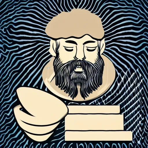 Image similar to bearded man turns bowl using woodlathe, vector art