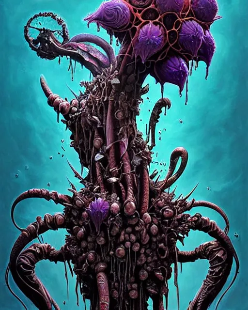 Image similar to the platonic ideal of flowers, rotting, insects and praying of cletus kasady carnage thanos dementor chtulu mandelbulb schpongle bioshock xenomorph dead space, ego death, decay, dmt, datura stramonium, concept art by randy vargas and zdzisław beksinski and greg rudkowski